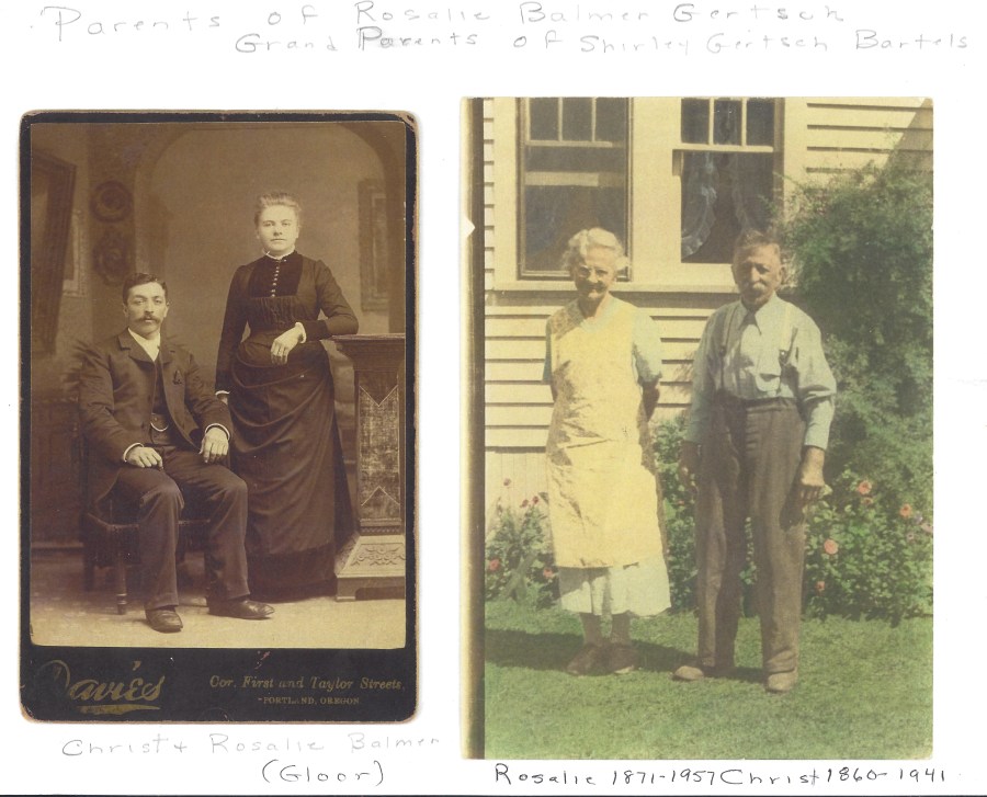 Christ and Rosalie Balmer. Parents of Rosalie Gertsch and maternal grandparents of Shirley Gertsch Bartels
