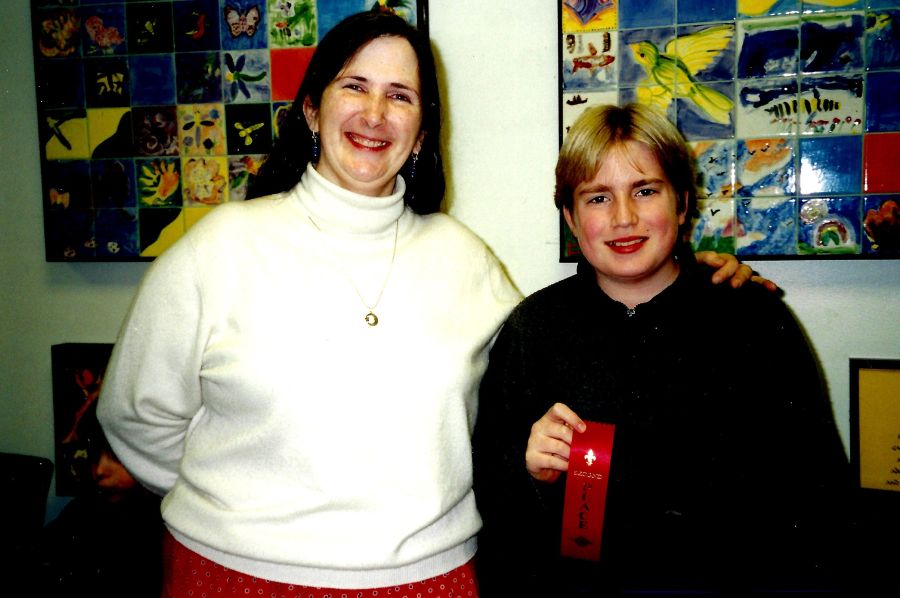 Library 2001 Chocolate Contest judged by Gerry Frank - Karen Lib. Director, Daniel Parecki, 2nd pl. peoples choice award