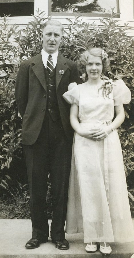 Vlasta Becvar at 1939 graduation with Garden Home School prinicipal Edward T. Taggart, May 18, 1939