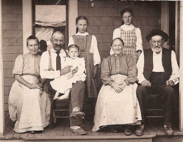 This is the Von Bergen family from the early 1900s. Magadelana and Andreas holding Frieda, Ida and Elsie in the back and Andreas’ parents on the right. Their dairy was off Oleson Road at about Miles Court. Richard Roth and Madaline Benner, children of Ida, recall visits to the Von Bergen Dairy farm.