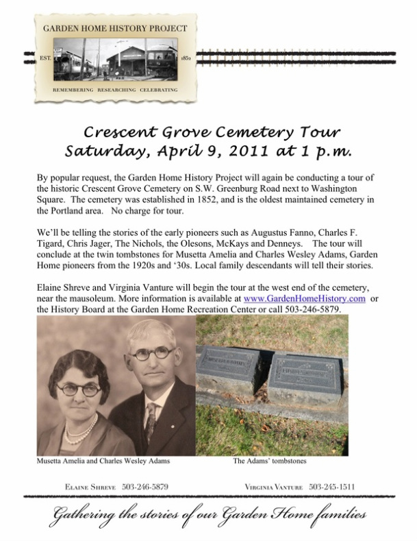 Invitation to the 2011 Crescent Cemetery tour