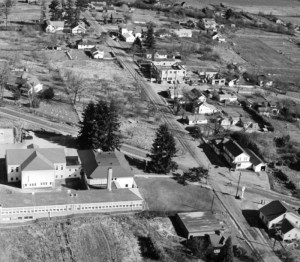1950 aerial view of Oleson Rd and Garden Home Rd intersection