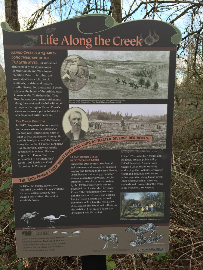Fanno Creek trail sign - Life along the creek
