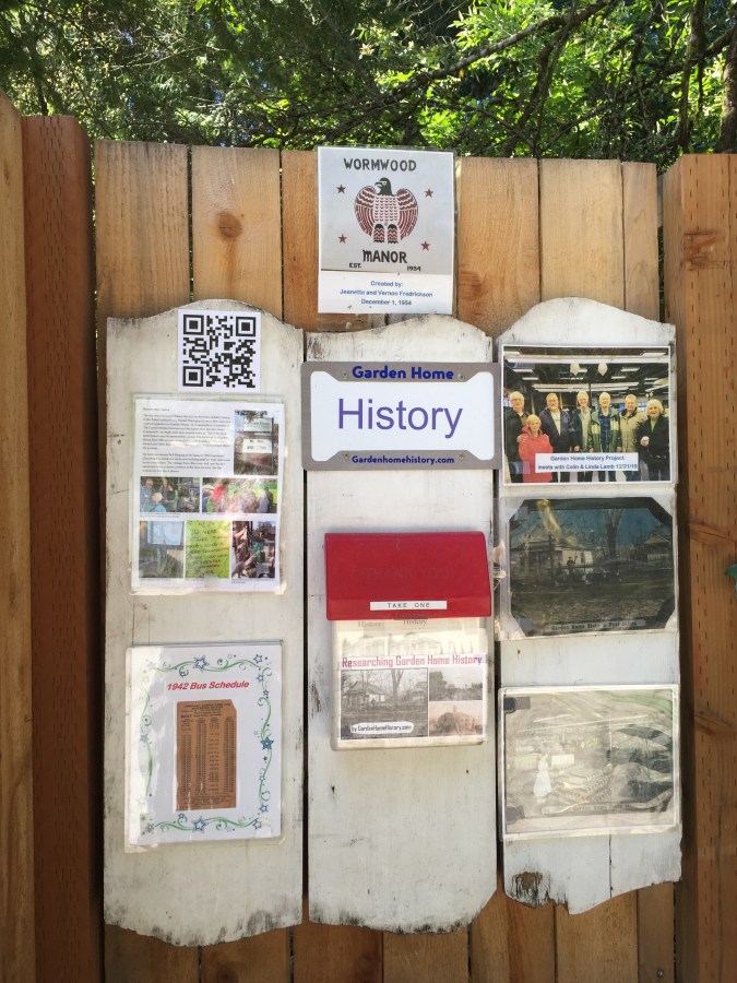Fredrickson Wormwood Manor history display at SW 78th and the Fanno Creek Trail