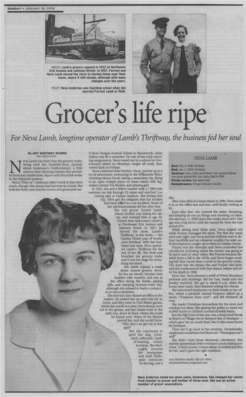 Obituary for Neva Lamb