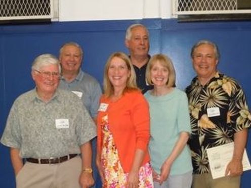 The Newtons at Garden Home School 100th Anniversary. L-R: Jim Newton, Robert Newton, Josephine Newton Aust, Rick Newton, Margaret Newton Shrader, Alex Newton.