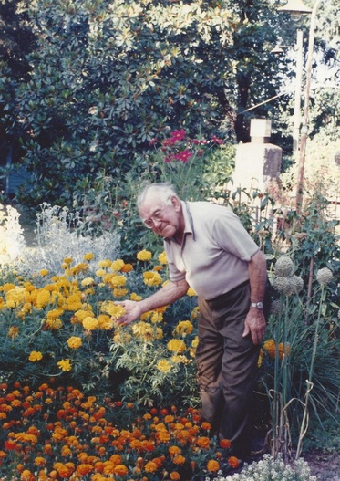 Erich Porshman in his garden