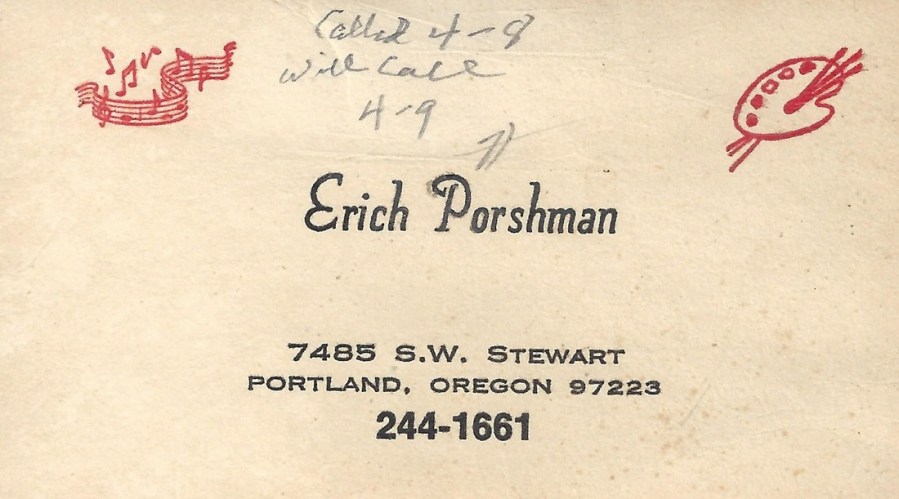 Erich Porshman calling card