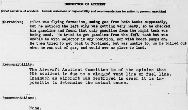 Findings of the Aircraft Accident Committee