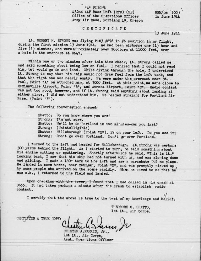 Flight leader's report