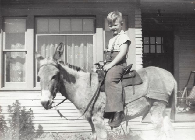 Jack Godwin on Babe in front of Godwin home on Westgard