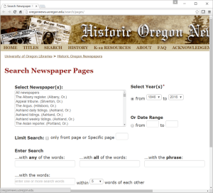 University of Oregon newspaper archive