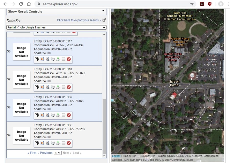 6 - click Last to see oldest results first, click image to view - USGS EarthExplorer.usgs.gov