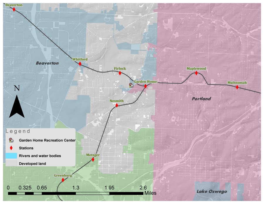 Slattery Research - OE railway maps - Garden Home detail