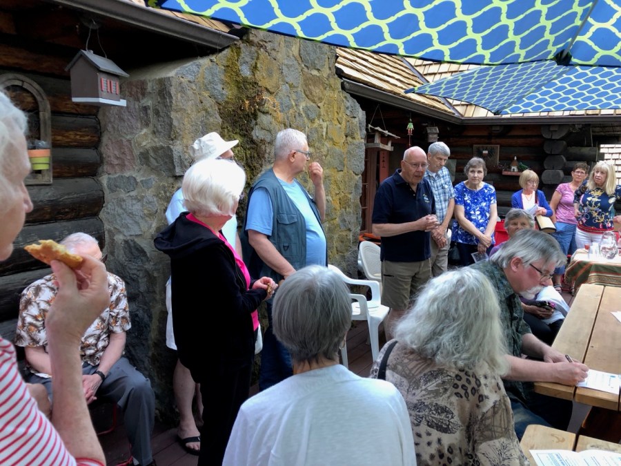 Fogelbo tour 2019 deck - Ross speaking with visitors on deck