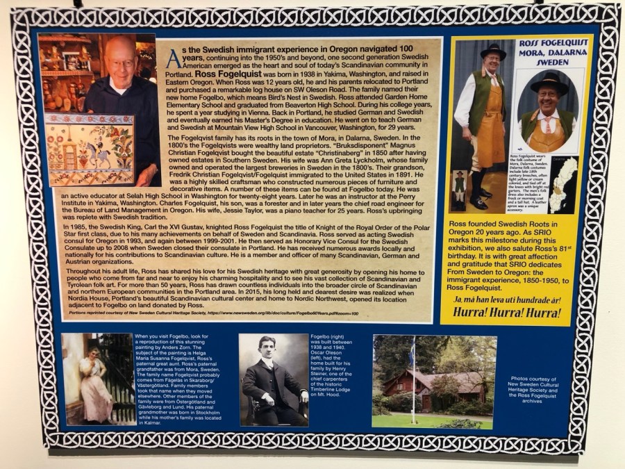 Nordia house event 6-2019 - From Sweden to Oregon exhibit - Fogelquist story