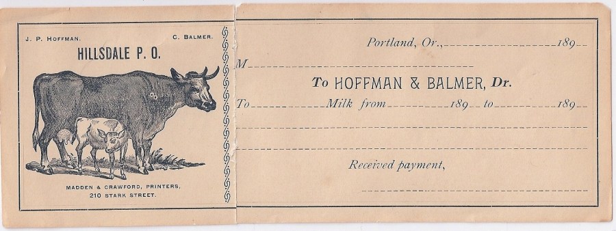 Between 1885 and 1900 there was a large dairy located at 55th and SW Vermont Street operated by John Hoffman and Christ Balmer