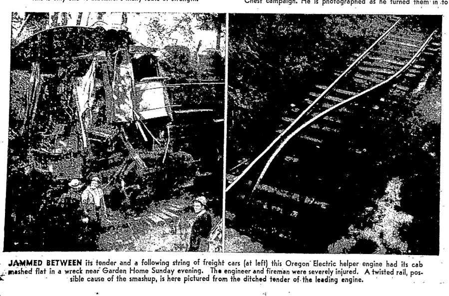 Oregonian Monday Oct 20, 1941 - twisted track of train wreck