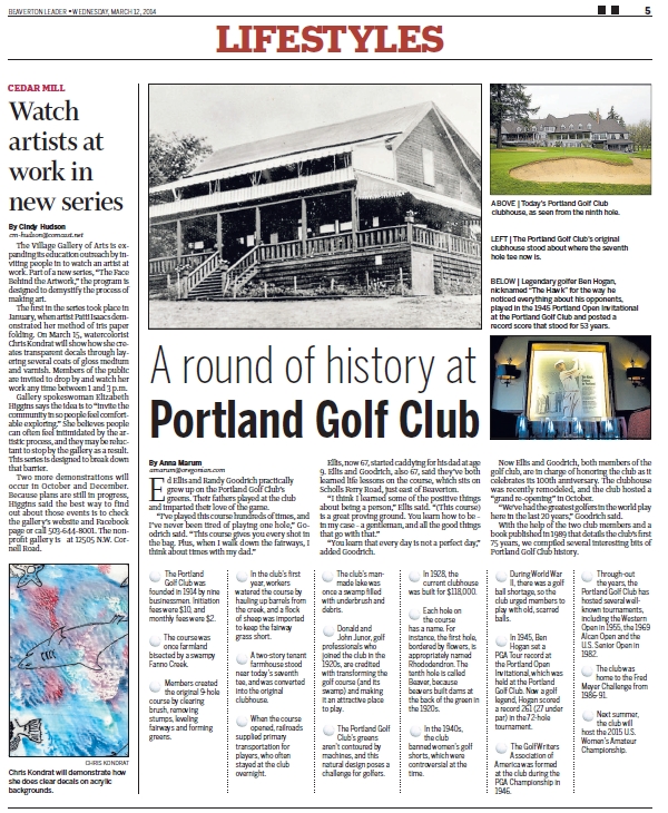 Portland Golf Club - 2014-03-12 Beaverton Leader article on history of the club (full)