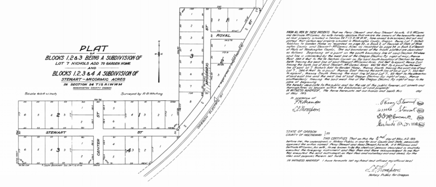 1913 Plat map for SW Stewart St