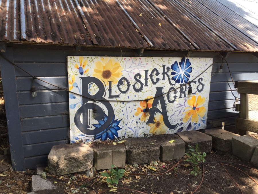 Blosick Acres sign painted by Michelle Middlebrooks