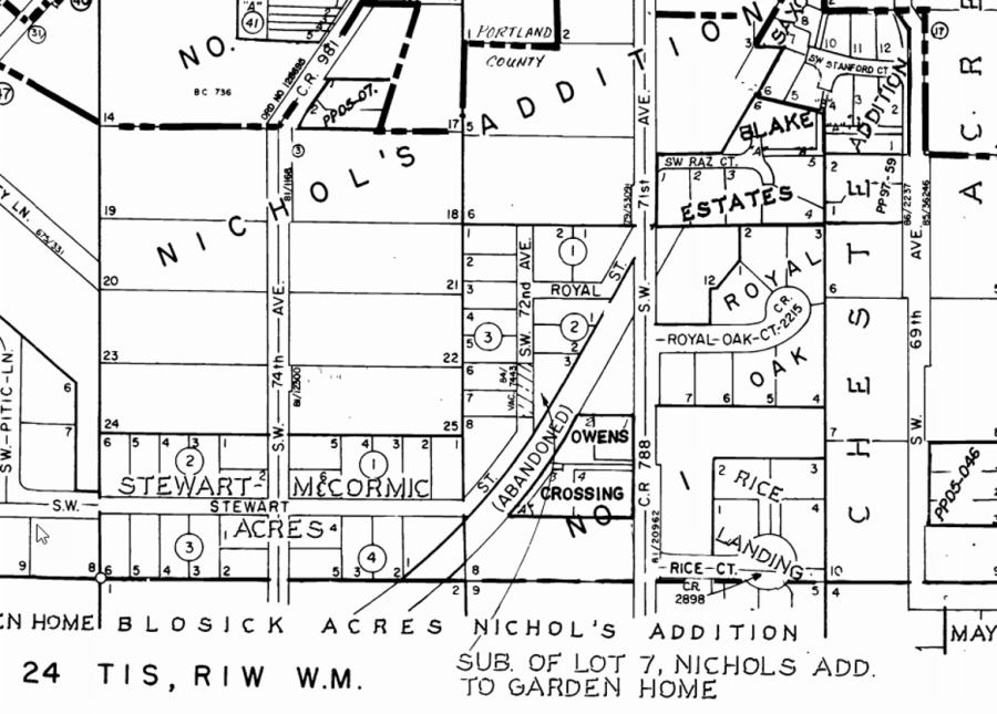 Nichols Addition and Blosick Acres map
