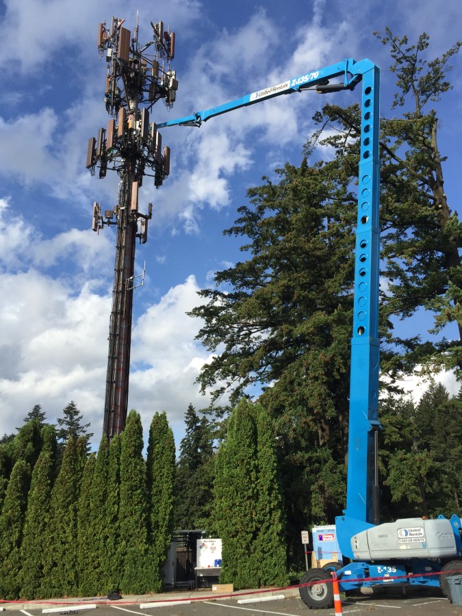 Rec Center cell tower - crane
