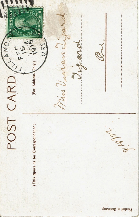 1915 Valentine's Day postcard to Vivian Tigard - back