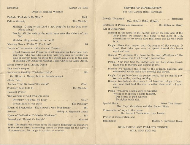 Old Community Church Parsonage Consecration, August 16, 1953 - inside