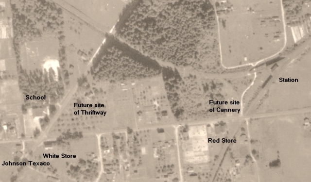 1936 aerial - heart of Garden Home from the OER Station to the Johnson Texaco