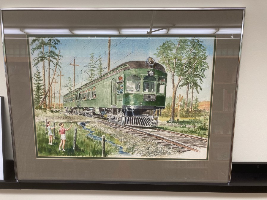 One of the paintings on the new library display rail